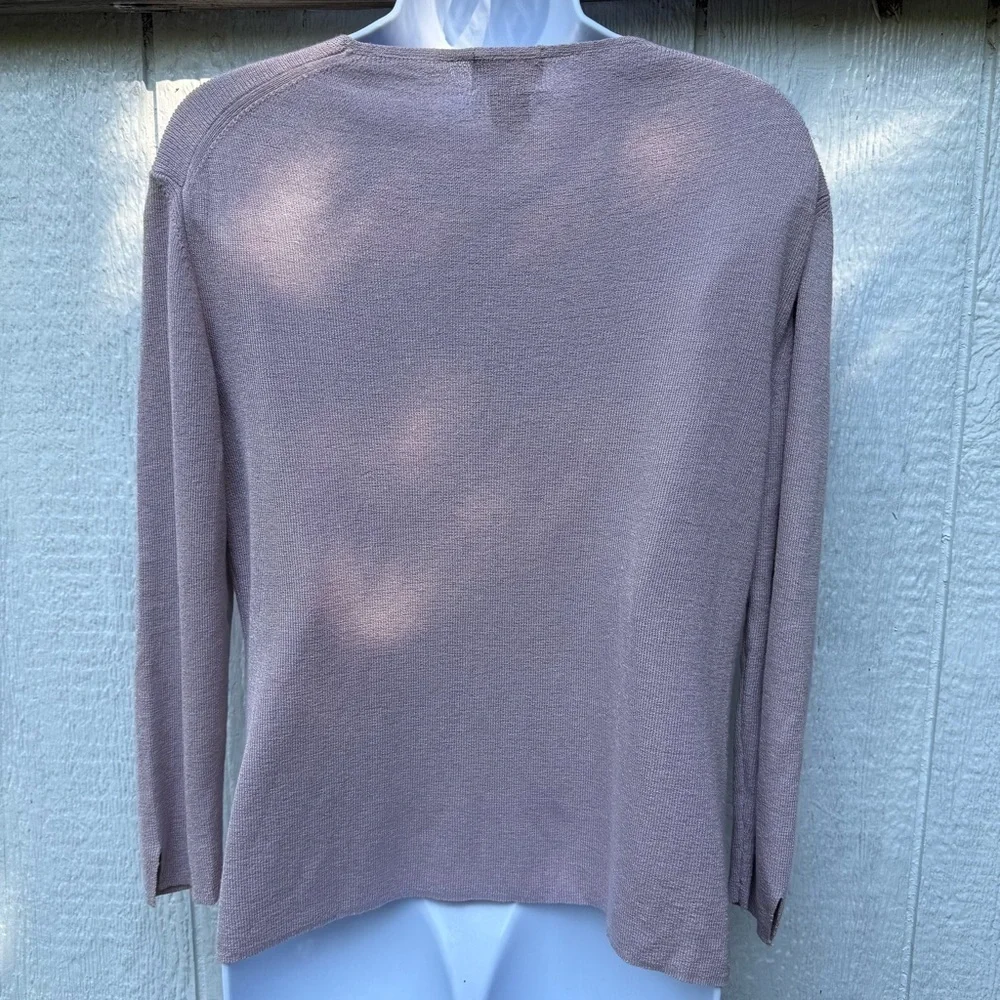 Sigrid Olsen Sport Women’s Beige Knit Cardigan V-Neck 3/4 Sleeve Sweater M - Picture 4 of 5